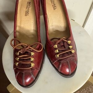 Michael Kors Women's Red Loafers with Gold Accents Sz7